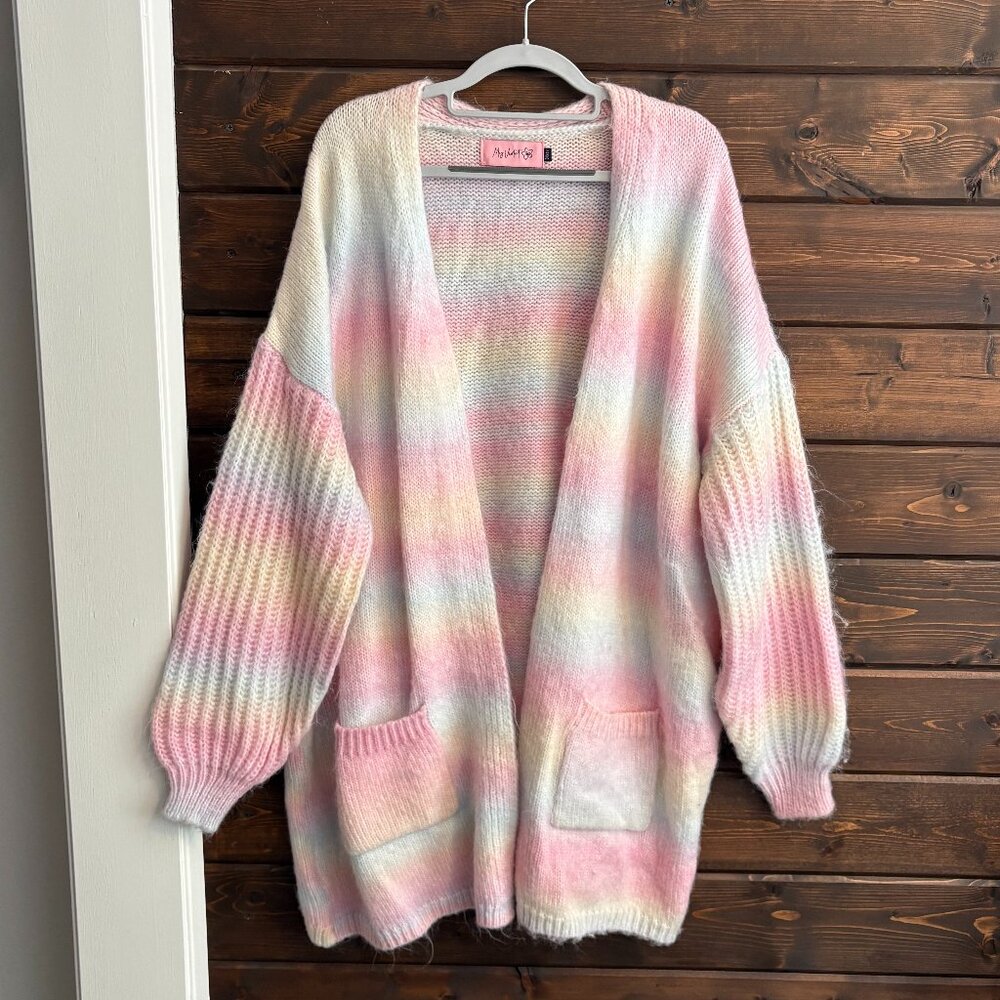 NWOT My Violet Pastel Prism Long Cardigan